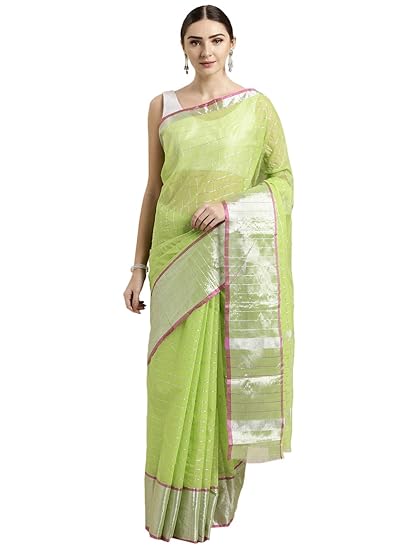 Womens Venkatagiri Cotton Saree (CCOPSC13657; Green)