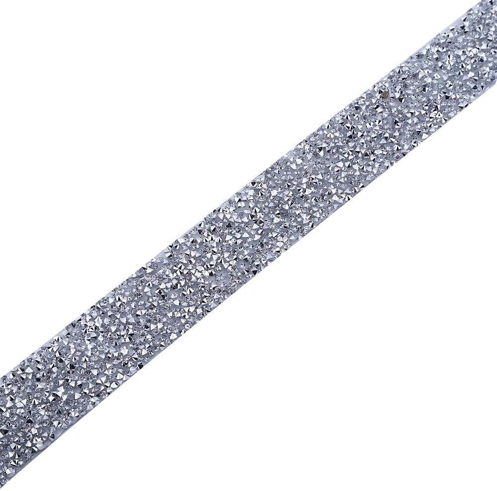 Walfront Sparkling Decorative Banding Belt with Crystal Rhinestone - 1 Yard, 3cm Width, Silver, Adhesive Back for Easy Application - Image 4