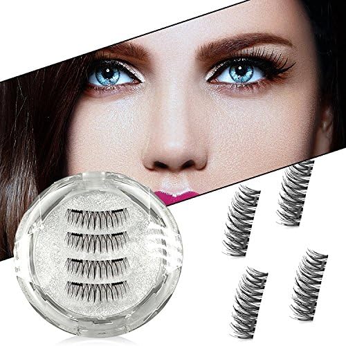 Magnet Eyelashes-Dual Magnetic False Eyelashes with 3D Reusable Fake Lashes Natural looking Lash with Lightweight 100% Handmade 1 pair (4 piece) (DUAL-01)