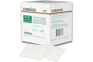 Elimedical Non Woven Sterile Gauze Pads 3x3 – 4-Ply, Sterile, Lint-Free, Soft & Absorbent – 2pcs Per Pouch | 50 Pouches Inclu
