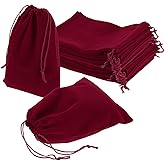 uxcell 25 Pcs Velvet Drawstring Bag, 6 x 8 Inch Jewelry Velvet Pouches Gift Bags for Wedding Party Favor Candy Jewelry Packaging Organizing Storage, Wine Red