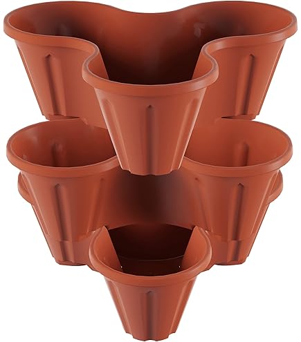 Amazon.com: 3 Tier Plastic Stackable 3 Pot Planters (Grey) : Patio, Lawn &  Garden