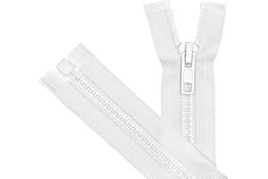 ANPURZII 2PCS #5 60 Inch White Separating Jacket Zippers For Sewing Coats, Molded Plastic Bulk Zippers(White 60" 2PCS)