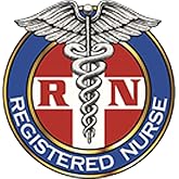 Simple Colored Registered Nurse RN Caduceus Symbol Icon Vinyl Sticker (4" Tall, #4)