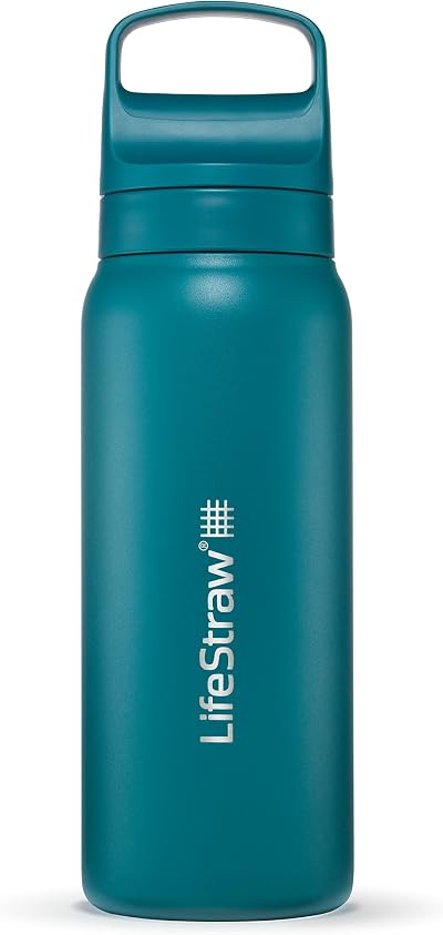 LifeStraw Go Series Insulated Stainless Steel Water Filter Bottle 24oz Laguna