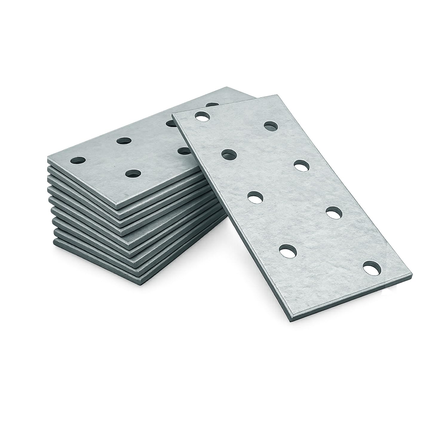 OMIDEAS 10 x Flat Joining Plates (80 x 40 x 2) Connecting Perforated Metal Brace Bracket Timber Wood Fixing Galvanised Steel Repair Connector