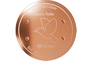 Ensayeer Upgraded Bird Bath Copper Disk, 0.8mm Reinforced 99.99% Pure Copper Cleaning Disk, 4-Point Support&Concave Base for Physical Safe Clean Water, Outdoor All-Season Fit Birdbaths&Bowls