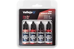 Vallejo - Ruby Red Paint Set | True Metallic Metal TMM | Acrylic Colors for Painting Metal Effects on Fantasy, Historical, an