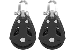 POPETPOP 2Pcs Stainless Steel Double Pulley Block : Heavy Duty Snatch Swivel Block Single Pulley Wheel for Boats Lifing Syste