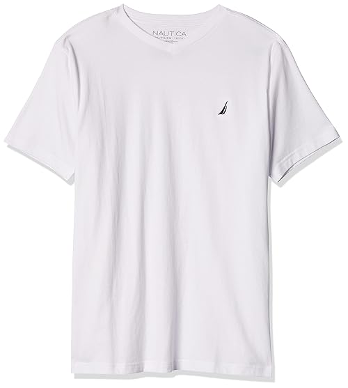 Nautica Boys' Short Sleeve Solid V-Neck T-Shirt, White, 4