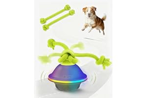 Xeuch Smart Interactive Dog Toys, Automatic Moving and Rolling Dogs Ball with Rope, Motion-Activated Squeaky Ball for Small Medium Dogs for Boredom, RGB Lights, stimulating Sound, Voice Recording