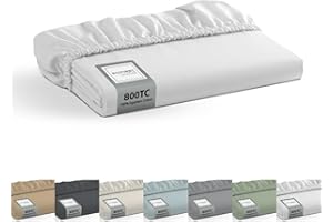 Econest living 100% Egyptian Cotton Queen Fitted Sheet Only-800 Thread Count Cotton Fitted Sheet Queen, Soft, Durable, Cooling 16” Deep Pocket Sateen Weave Bottom, Luxury Hotel Quality,White