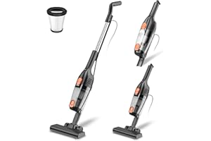 VAZONE Corded Stick Vacuum Cleaner, 20000pa Powerful Suction Stick Vacuum with 16Ft Cord, 2 in 1 Lightweight Vacuum Cleaner for Hard Floor Pet Hair - Orange