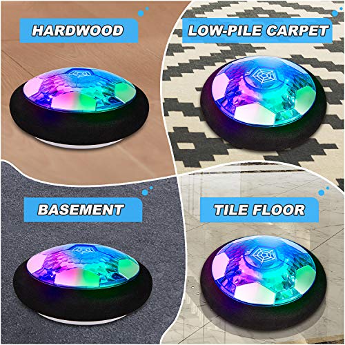 Kids Toys, Hover Soccer Ball Set with 2 Goals, Rechargeable Air Soccer with LED Light and Foam Bumper Indoor Projector Floating Ball Games Gift for 3 4 5 6 7 8-12 Years Old Boy Toddler（Newest Version）