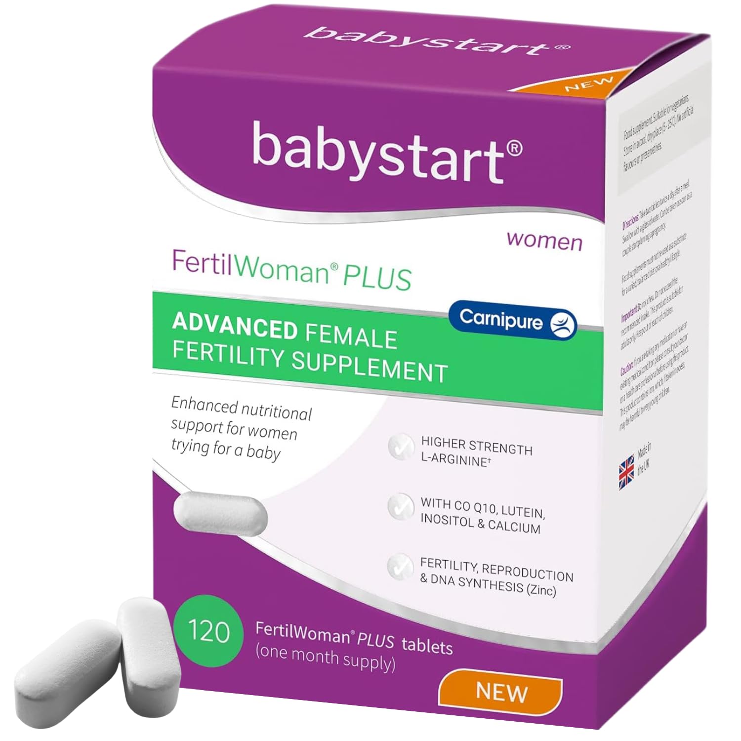 Babystart Fertility Supplements for Women - FertilWoman Plus Advanced 120 Tablets, Prenatal Vitamins and Minerals Including Folic Acid, Vitamins B, C, D, E for Conception and Nutritional Support