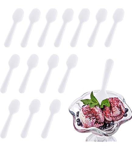 100 PCS Mini Cuillères Plastique Transparentes Réutilisables - Cuillères à Dessert Pour Glaces Et Bonbons