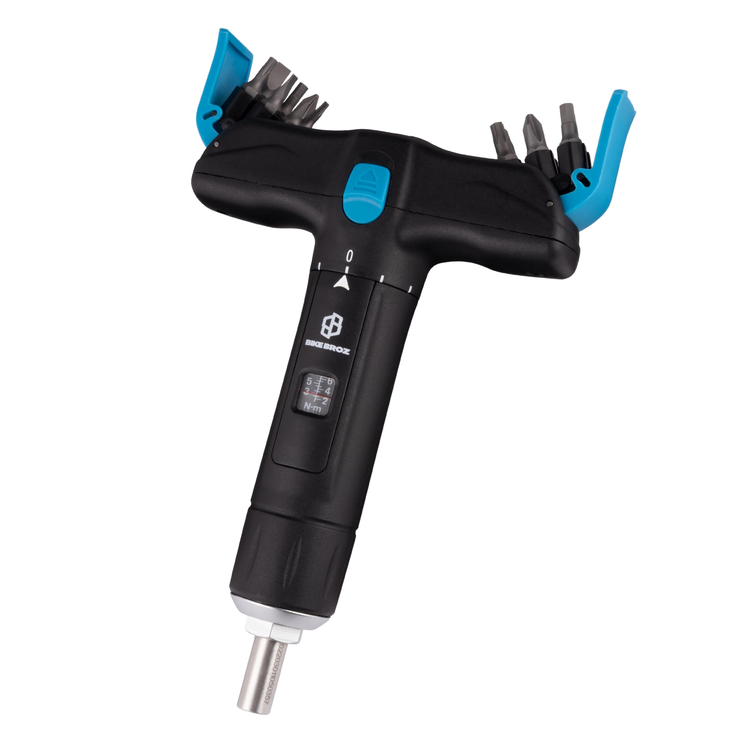 BIKE BROZ 1/4" Torque Wrench for Bicycle, Motorcycle, Etc 2-8 Nm | Small Torque Screwdriver with Cross, Slot, Torx and Hex T-Shaped Drill Bit Set for Travel | 70003