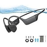SilisoundTek Bone Conduction Swimming Headphones,Waterproof IP68,Bluetooth 5.4, Built-in 32GB TF Swimming Headphones Underwater Music Player, Open Ear Bluetooth Earbuds (Black)