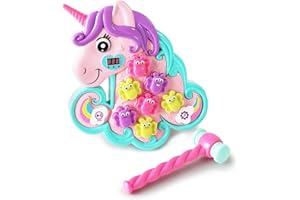 Boley Unicorn Hammer Mole Type Game with Lights, Sounds, 5 Modes, Soft Hammer, LED Score Display, Colorful Butterfly Buttons – Educational Interactive Whack a Frog Like Toy Toddlers – Ages 3 and Up!