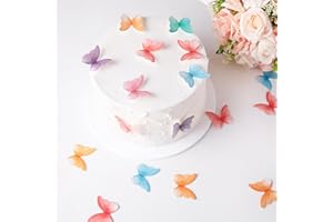 YHCKDC 48 Pcs Edible Butterfly Cake Toppers Wafer Paper Butterfly Cupcake Toppers Edible Butterflies Decorations for Happy Birthday Wedding Anniversary Baby Shower Party Cake(Mixed WaterColors)