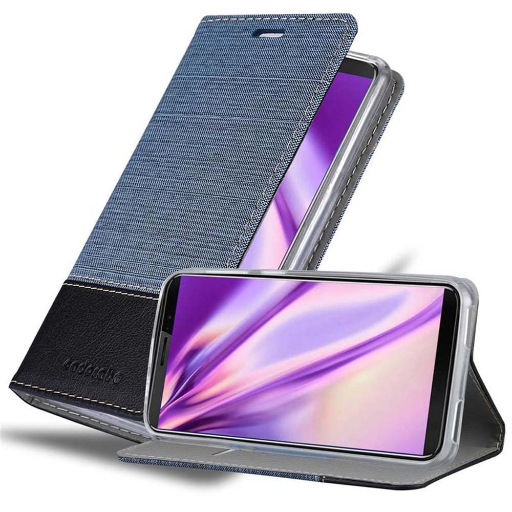 cadorabo Book Case works with Cubot J3 PRO in DARK BLUE BLACK - with Magnetic Closure, Stand Function and Card Slot - Wallet Etui Cover Pouch PU Leather Flip
