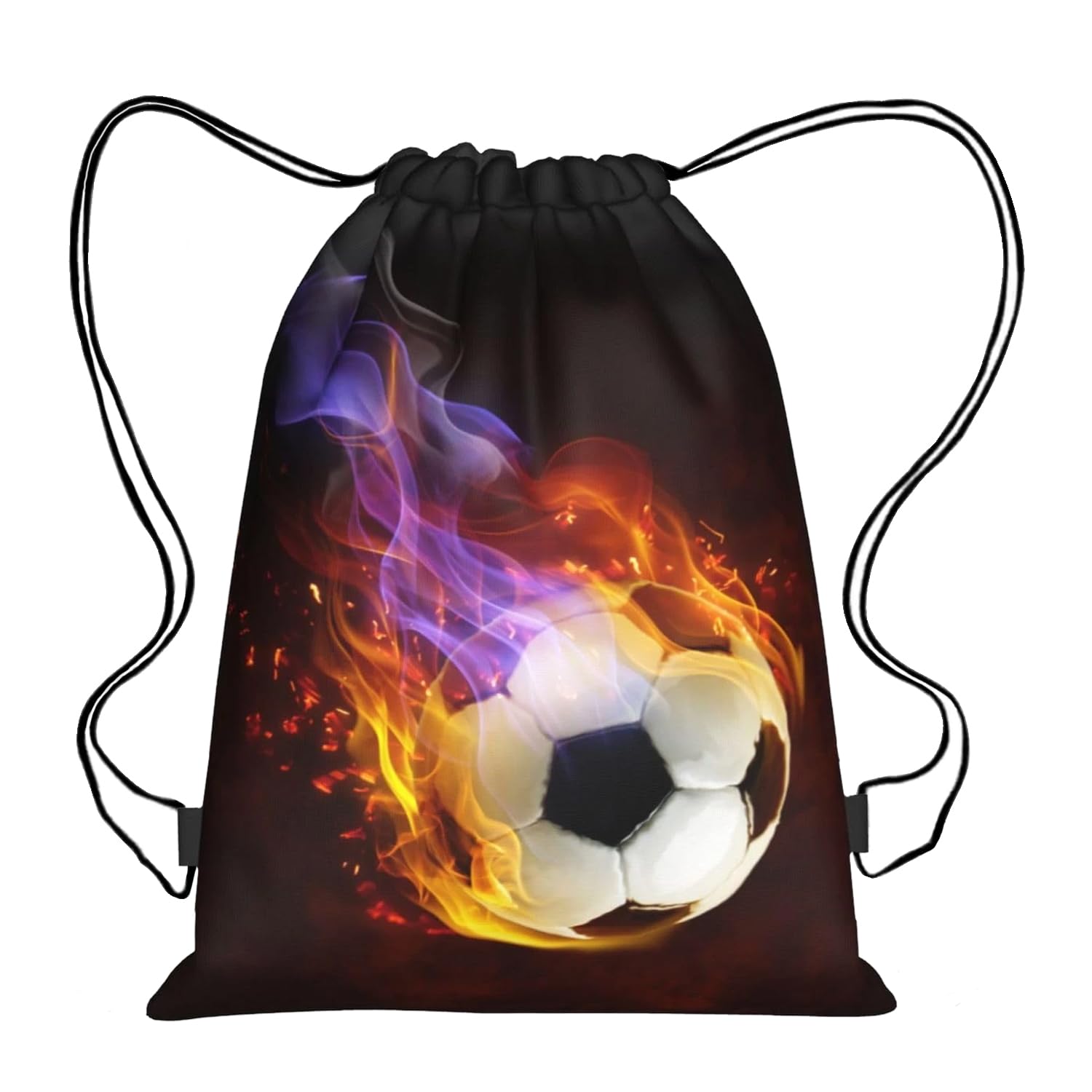 Nhemeylp Drawstring Bags Football Bag Waterproof PE Bags Drawstring Gym Bags for Kids Adults Sports Backpack with String Drawstring Backpack for Sports Gym Travel Swimming Beach, Black A