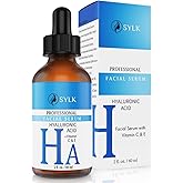 Sylk Hyaluronic Acid Serum for Face - Ultra Hydrating Anti Aging & Anti Wrinkle Serum with Vitamin C & E - Moisturizing & Plumping Formula for Smooth Skin - Microneedling - Korean Skincare - 2 fl oz