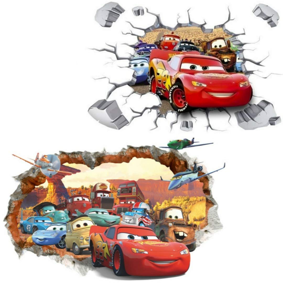 Kibi 2pcs 3D Car Wall Sticker Cars Wall Stickers Wall Stickers for Bedrooms Stickers for Kids Bedroom Nursery Decoration XXL