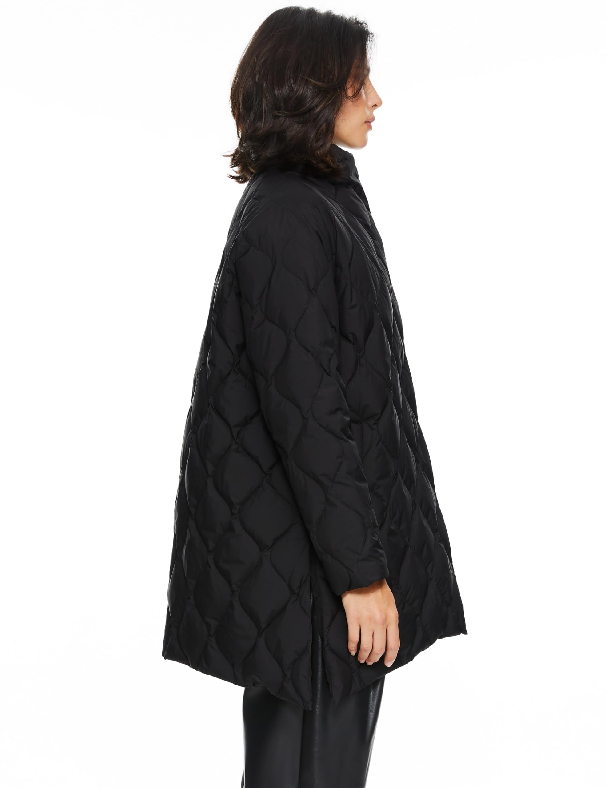 Orolay Women's Oversized Quilted Down Jacket Lightweight Puffer Casual Coat Long-Sleeve Padded Insulated with Pockets