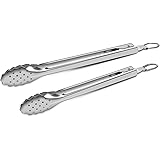 Premium 304 Stainless Steel Barbecue Turners Set, Heavy Duty Cooking Kitchen BBQ Tongs, 10" and 12"