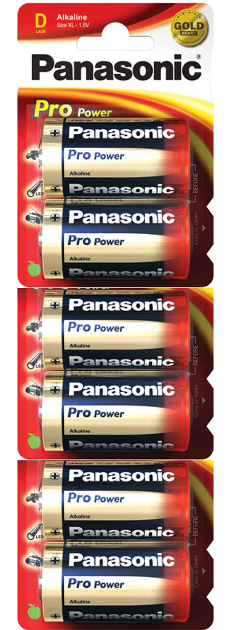 Panasonic Pro Power Gold LR20PPG Alkaline D Batteries 6/pk (LR20, MN1300, AM1, R20)