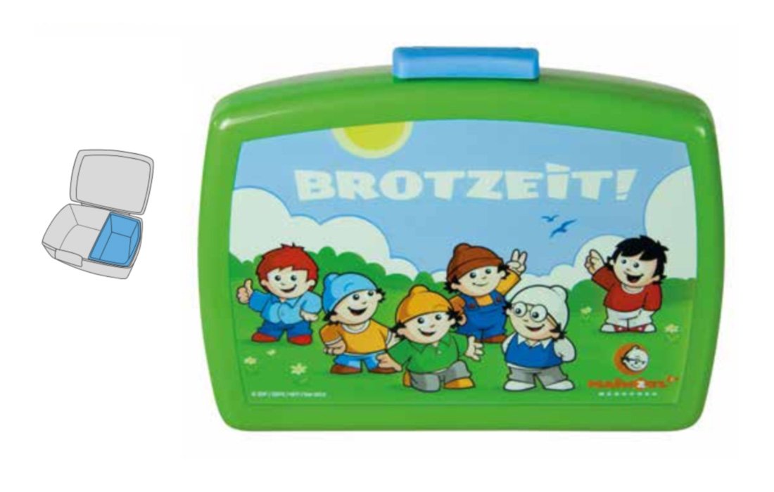 POS 23152 Premium Lunch Box with Insert in Mainzelmännchen Design, Approx. 16 x 12 x 6.5 cm, Plastic, BPA and Phthalate Ideal for Lunch Bread, Colourful