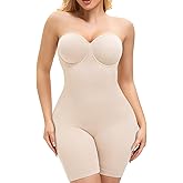 Slimers Strapless Shapewear Bodysuit For Woman: Seamless Body Shaper Built In Bar - Tummy Control Butt Lifter Shapewear