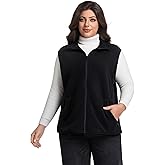 JASOFRON Women’s Plus Size Fleece Vest with 6 Pockets, 1X-5X Full Zip Casual Sleeveless Jacket.