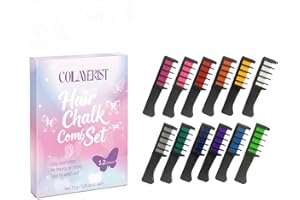 COLAYERIST Hair Chalk Comb for Girls and Kids, Temporary Hair Color Dye with 12 Colours, Perfect Teen Girls Gifts 8-12 Years 