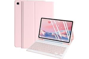 MORECOO Keyboard Case Galaxy Tab S6 Lite 2022, Samsung S6 Lite 10.4 2020 Model SM-P610 / SM-P615, Tablet S6 Lite Case with Detachable Wireless Bluetooth Keyboard, S Pen Holder, Pink