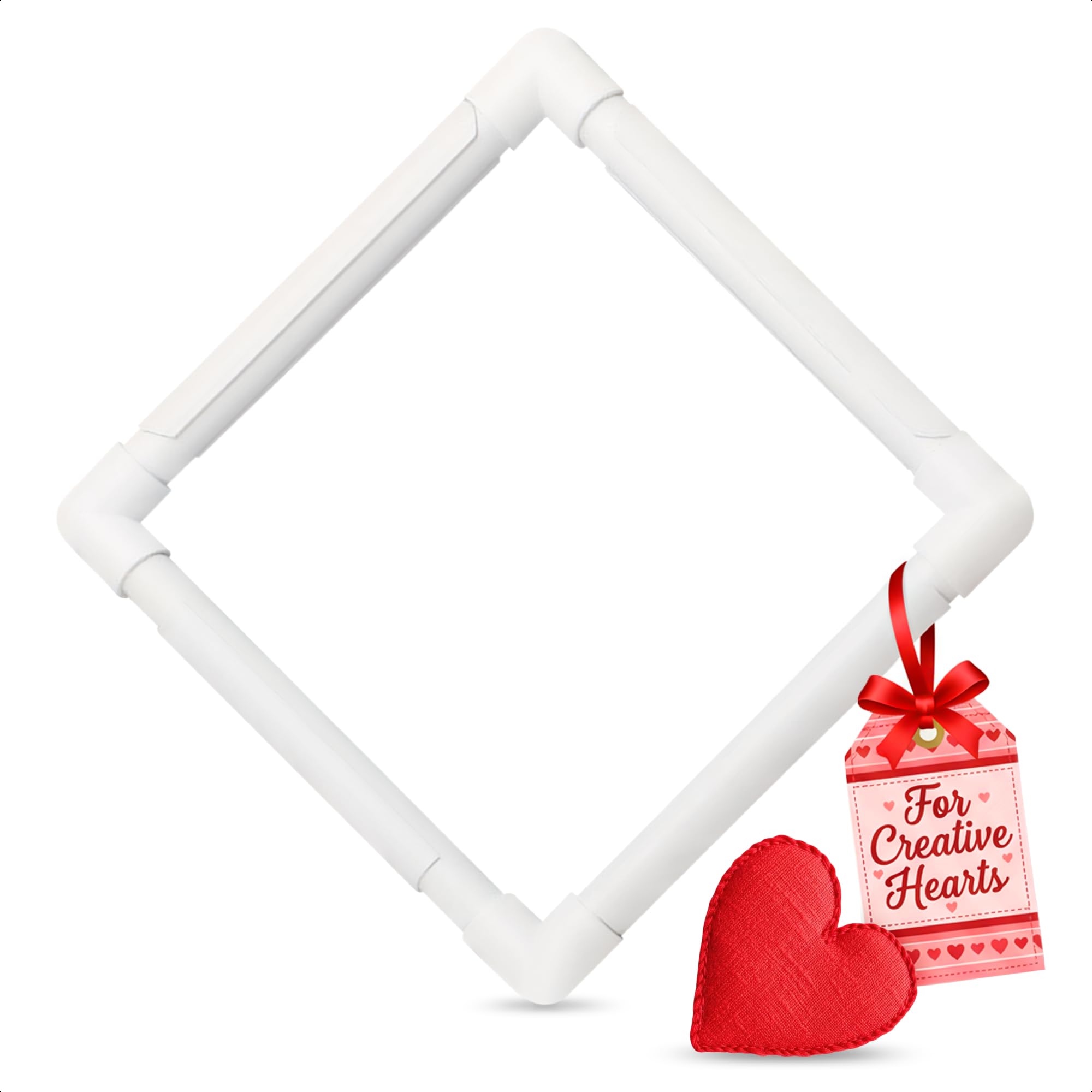 Photo 1 of 11 Inch Plastic Embroidery Hoop - Snap Needlework Frame White Plastic Sewing Hoops Hand Embroidery Hoops - Snap Needlework Frame Cross Stitch Frame Square Embroidery Hoop, Great as Valentine Day Gift