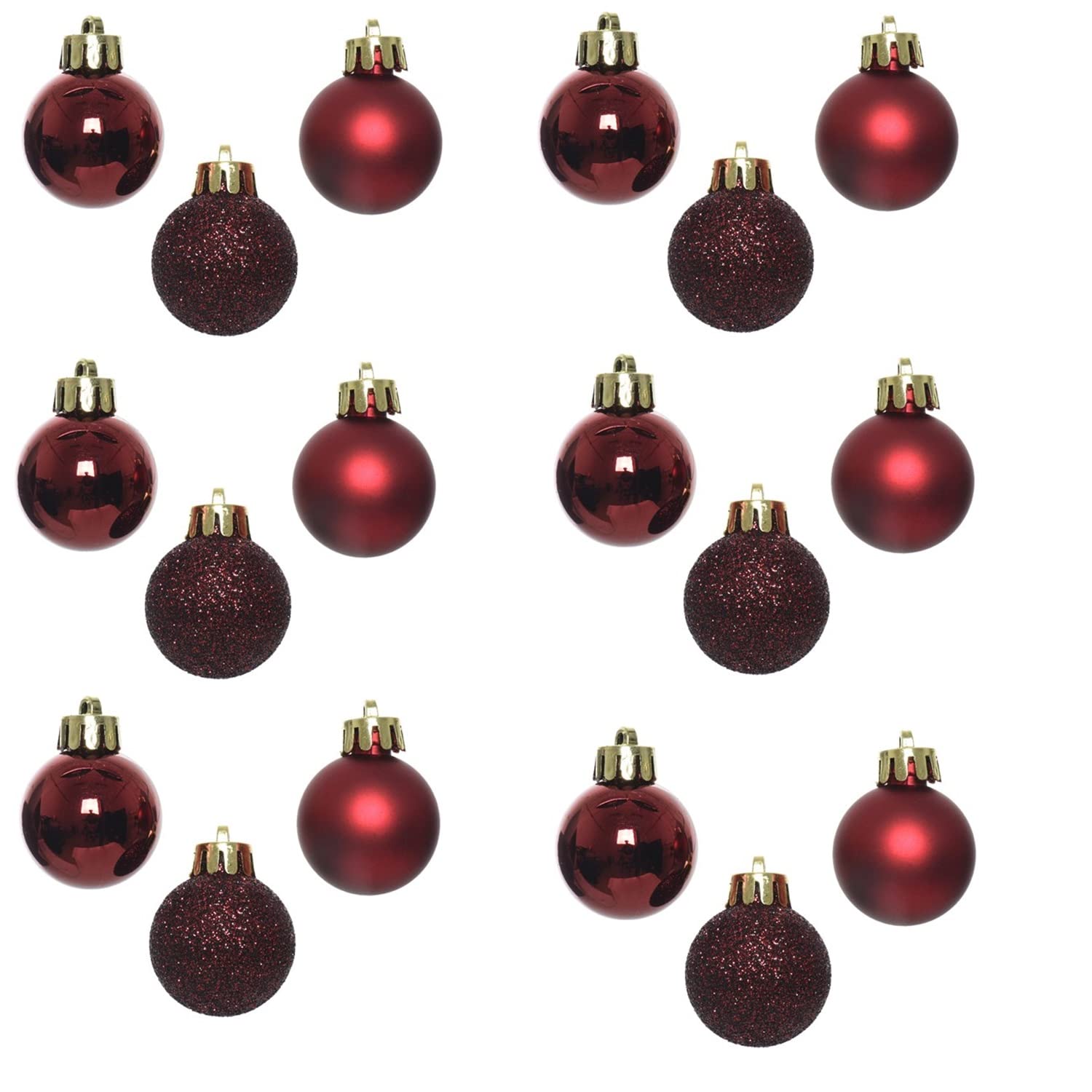 30mm/24Pcs Christmas Baubles Shatterproof Burgundy, Christmas Tree Decorations Ball Ornaments Balls Xmas Hanging Decorations Holiday Decor - Shiny,Matte,Glitter