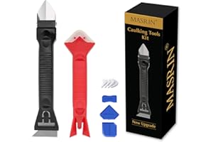 MASRIN Caulking Tools-Silicone Sealant Finishing Tool Kit Caulk Grout Remover Scraper(Stainless Steel Head) For Kitchen Bathroom And Window (3 in 1) (10Pcs)