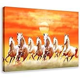 XOOPIT Wall Art horse pictures wall decor Seven Lucky Running Wild Horses horse wall poster 06 Canvas Poster Bedroom Decor Sports Landscape Office Room Decor Gift Frame-style 12x18inch(30x45cm)