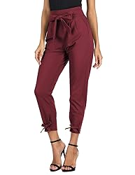 GRACE KARIN Women's Cropped Paper Bag Waist Pants