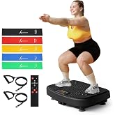 SoftGym Vibration Plate Exercise Machine for Lymphatic Drainage &amp; Fitness | Quiet Heavy Duty 450lbs Capacity Platform, 120 Speeds Shake Machine with Resistance Bands for Home Muscle Activation