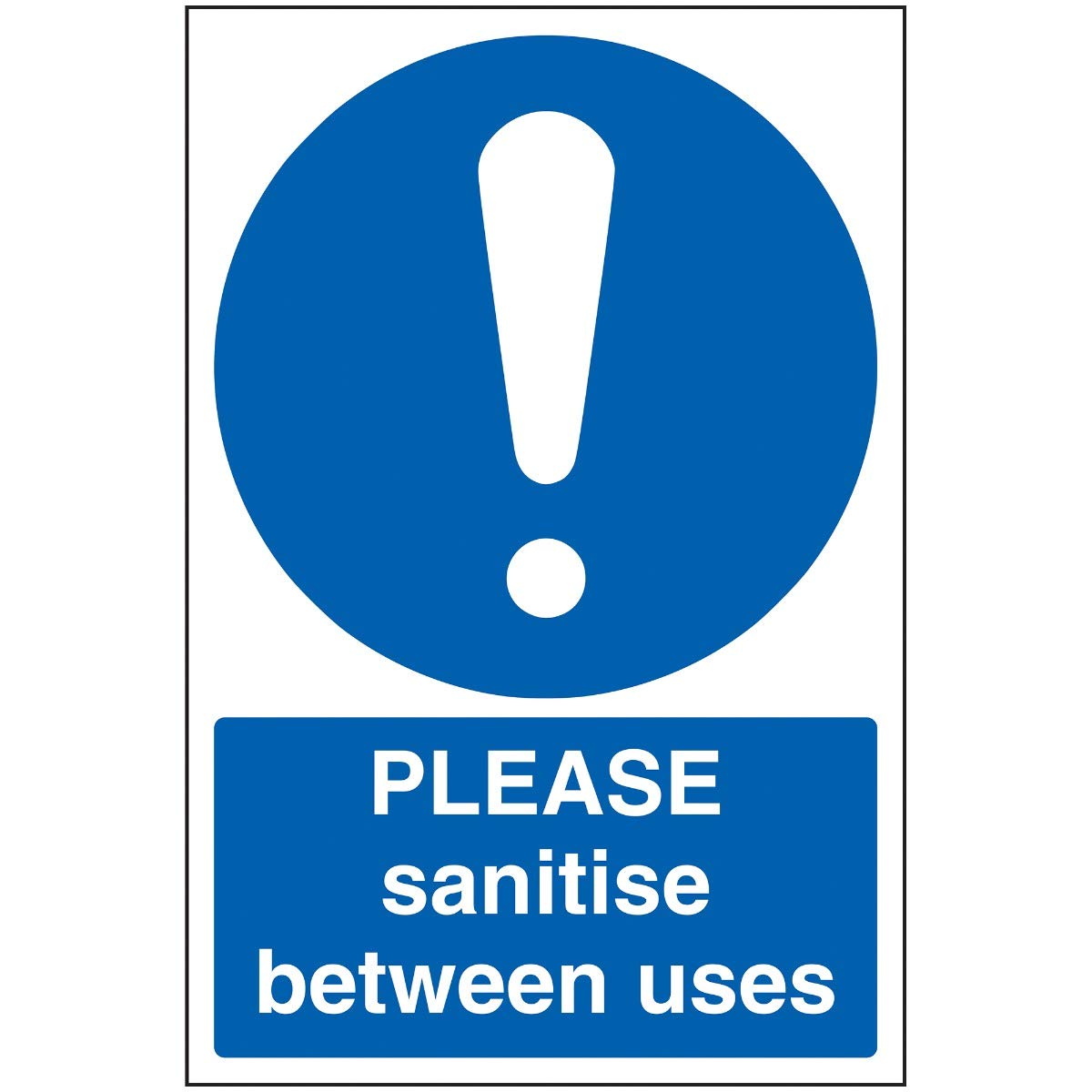 V Safety Please Sanitise Between Uses - 200mm x 300mm - Self Adhesive Vinyl