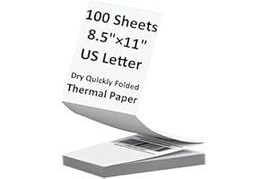 ECIFFO 100 Sheets US Letter Size Thermal Paper, 8.5 x 11 Inch Thermal Printer Paper for M08F/A40 Thermal Portable Printer, Continual Feeding Folded Printing Paper