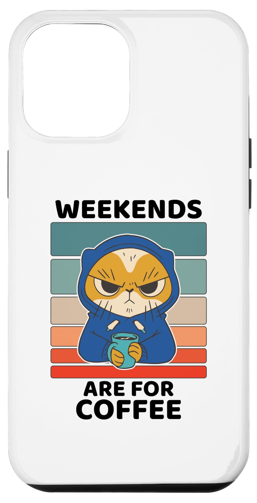 iPhone 14 Pro Max Retro Angry Cat Lover Weekends Are For Coffee Lover Case