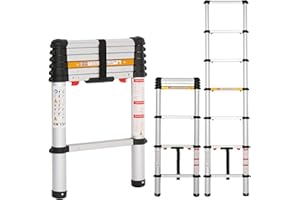 LUISLADDERS Telescoping Ladder, 6.6 FT One-Button Retraction Aluminum Extension Ladder Telescopic Collapsible Ladder,Slow Down Design Multi-Purpose Extendable Ladder for Home RV, 330 Lb Capacity