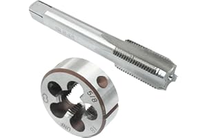 Zorveiio 5/8"-18 UNEF Tap and Die Set, 5/8 x 18 UNEF Machine Round Die Thread Tap Right Hand for Machinists/Engineers