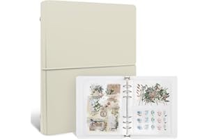 Dajino Sticker Organizer Binder Sticker Storage Book Collecting Album with Pockets A5 Reusable Sticker Binder Album for Collecting Stickers Hard Cover Sticker Collection Holder Keeper Book (BEIGE)