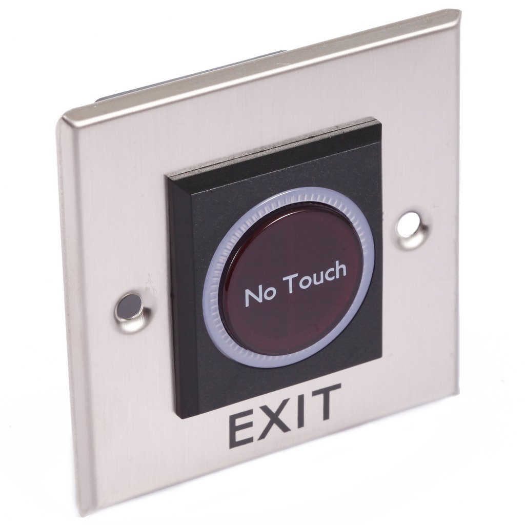 UHPPOTE RF Infrared NO TOUCH Exit Release Button W/LED Back Light for Access Control Square Type