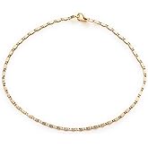 BOOT JEWELRY SHOP Plus Size Ankle Bracelet Chain Embossed Pattern Link 12 Inch Anklet XL Gift Boxed Gold Plated Brass